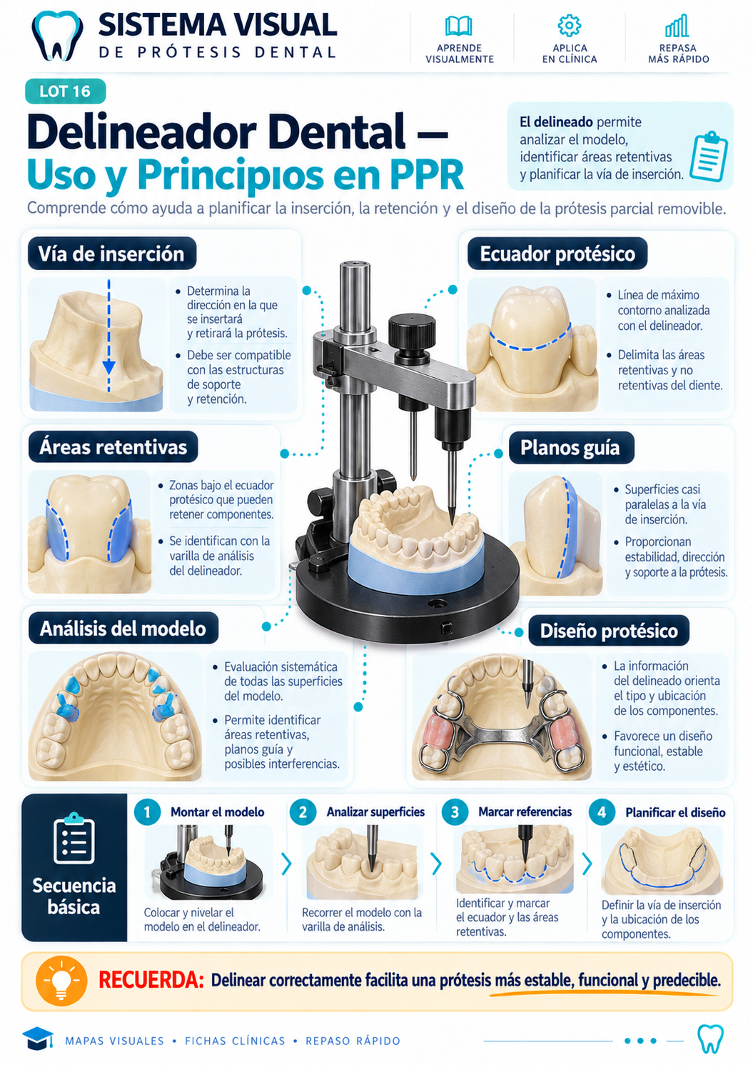 Mapa visual: Delineador Dental — Uso y Principios en PPR