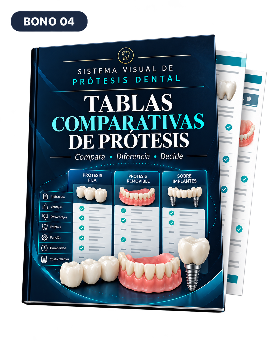Portada del Bono 04: Tablas comparativas de prótesis