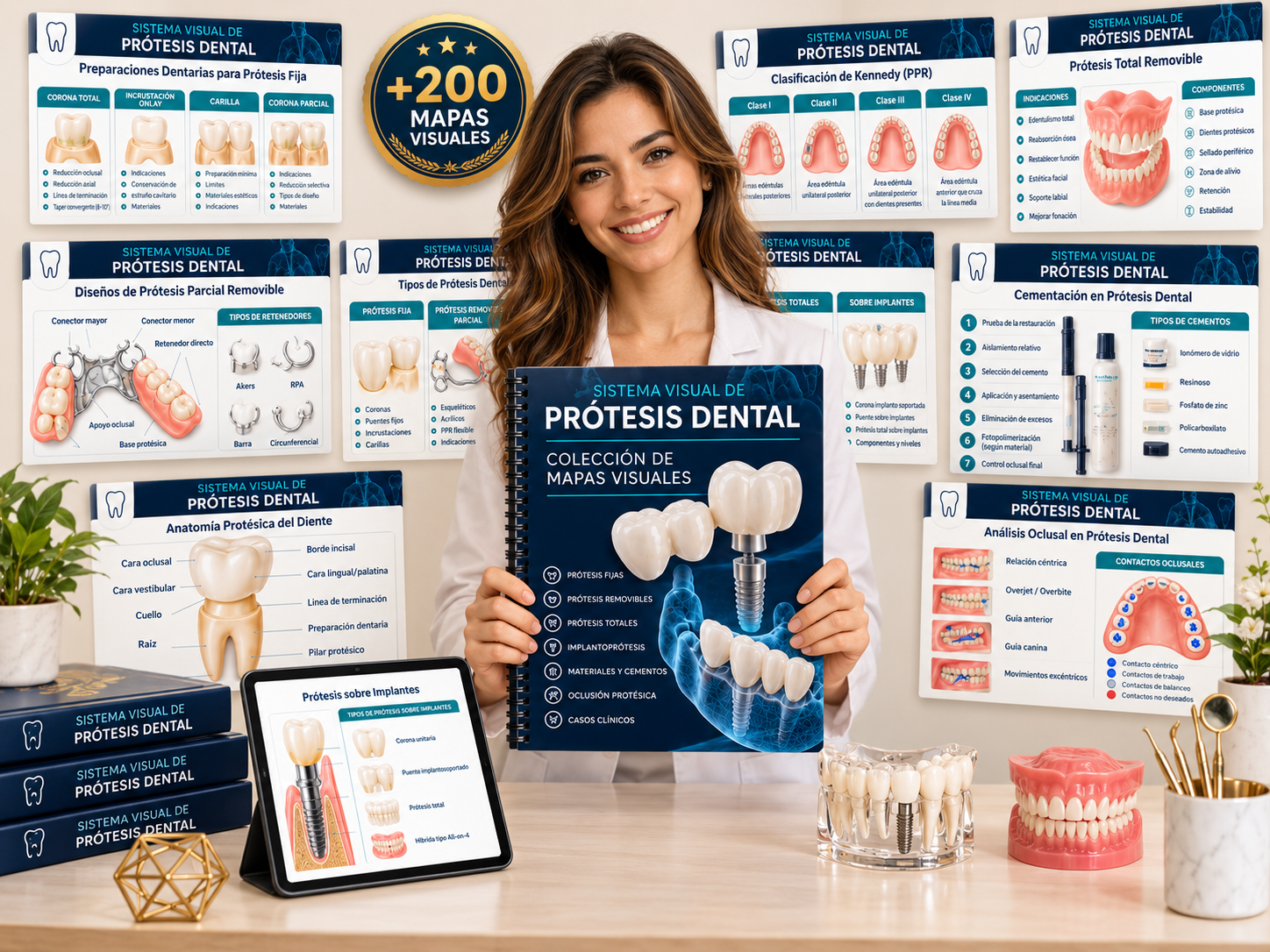 Colección del Sistema Visual de Prótesis Dental: más de 200 mapas visuales con sus 7 módulos organizados